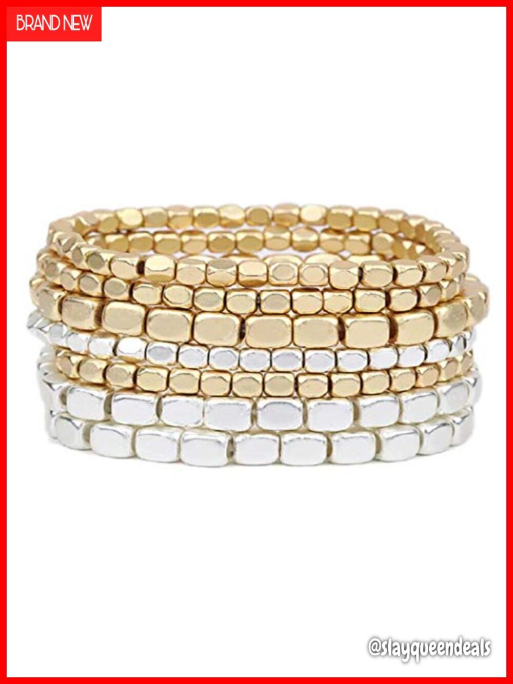 Set of 7 Stretchy Chunky Multi-Strand Bracelet Stack
